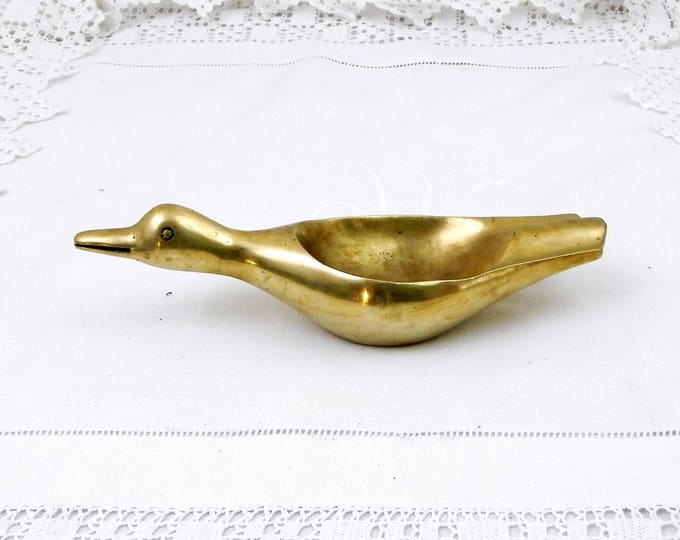 Vintage Mid Century Brass Flying Duck Shaped Ashtray from France, French Mallard Trinket Dish, Retro Man Cave Decor, Smoking Accessories