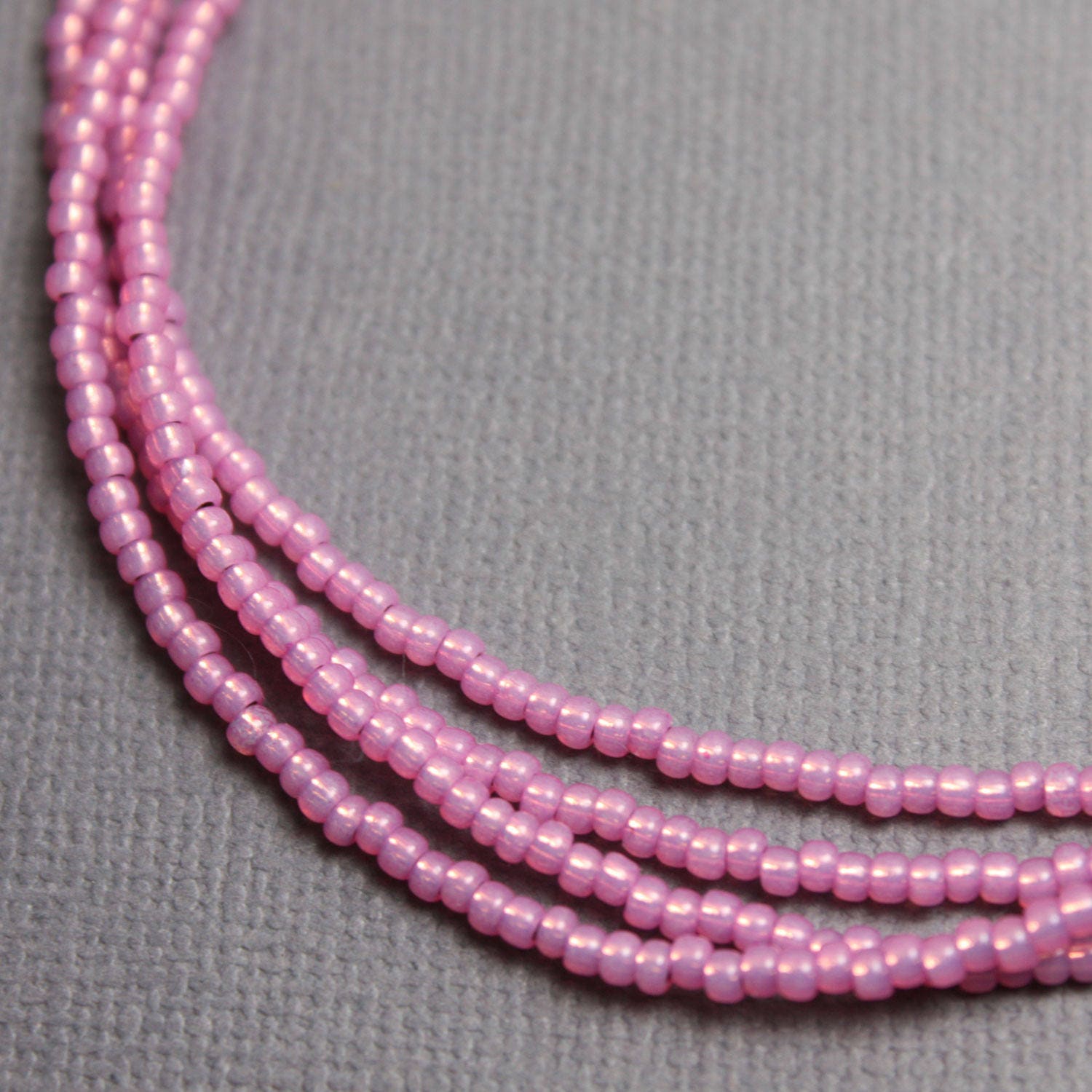 Pink Seed Bead Necklace Pink Seed Bead Single Strand
