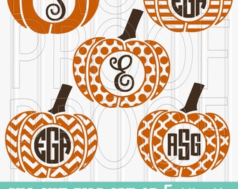 Monogram SVG Files Set of 5 cutting files includes svg/png/jpg formats! Commercial use approved! (No letters included) pumpkin svg monogram