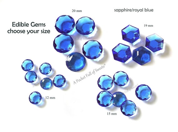 Sugar Gems, Edible Diamonds, Wedding Cake Topper, Decorations, Birthday Cake, Edible Cupcake Toppers, Baby Shower, Sapphire, Royal Blue Il_570xn
