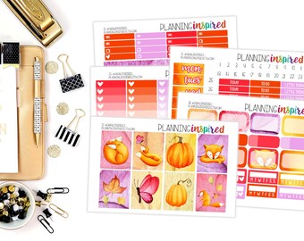 Fox Stickers, Fall Stickers, Fall Weekly Kit, Weekly Sticker Kit, Fall Weekly Planner Stickers, Vertical Weekly Kit, Fall Sticker Kit