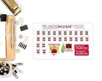 Christmas Countdown Stickers, Christmas Stickers, planner stickers for Erin Condren Life Planner, Happy Planner, and more!