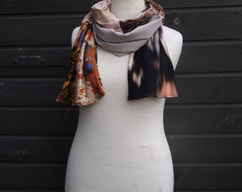 Handmade super long scarf, scrap fabric scarf, unique boho scarf, soft color scarf, Scarf, Winter accessory, Warm Scarf, Non itch Scarf
