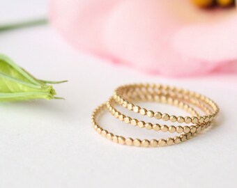 Gold Dots Stacking Ring, 14k gold, handmade stackable ring, delicate, gift for her, eco friendly recycled gold, thin ring, stackable ring