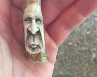 Pendant, Bone Necklace, Sculpture, Handmade Sculpture, Bone Jewelry, Antler Art, Wearable Art, Unique Sculpture, Gift for Him, By Josh Carte