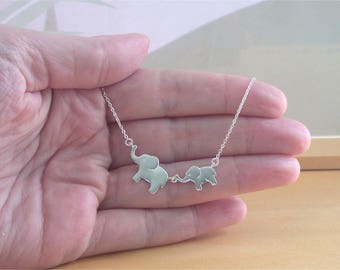 925 Silver Elephant & Baby Necklace/Elephant Necklace/Elephant Jewelry/Elephant Jewellery/Elephant Necklace/African Elephant Necklace