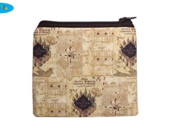 NEW! Potter Coin Purse | Hogwarts Zip Bag | Marauder's Map Change Purse