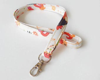 Chicken Lanyard / Chickens Keychain / Farm Animals / Key Lanyard / ID Badge Holder / Fabric Lanyard / Cute Lanyards / Gift Ideas