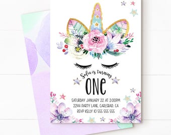 Unicorn invitation, Unicorn birthday invitation, magical invitation, Rainbow Unicorn Birthday Invitation, magical unicorn invitation