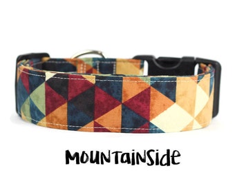 Autumn Dog Collar, Fall Dog Collar, Rustic Dog Collar, Geometric Dog Collar, Wide Dog Collar (Upgrade to Metal Buckle or Martingale)