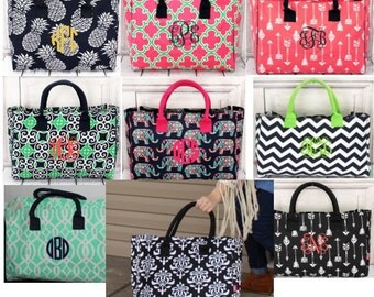 Large Monogrammed Tote/ BEACH BAG/ Gift Idea---NEW