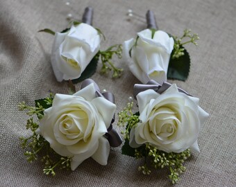 White Garden Rose Boutonniere handmade boutonniere | etsy White Garden Rose Boutonniere handmade boutonniere | etsy