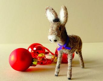 Christmas Ornament | Little Donkey Christmas Decoration | Seasonal Decor | Needle Felted Donkey Farm Animal Nativity Figurine Tree Ornament