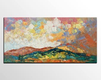 Mountain Landscape, Oil Painting, Original Painting, Heavy Texture Art, Canvas Painting, Landscape Painting, Impasto Art, Modern Art