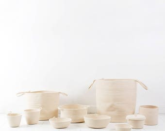 Ivory Floor Baskets / Storage Basket / Laundry Basket / Towel Basket