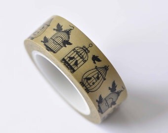 Lovely Bird Cage Washi Tape Japanese Masking Tape 15mm x 10M Roll No.12540