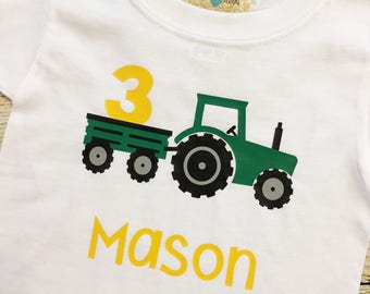 Tractor Birthday Shirt | Choose number & Red or Green Tractor | boy | 1 | 2 | 3 | 4 | 5 | Personalized | John Deere | International
