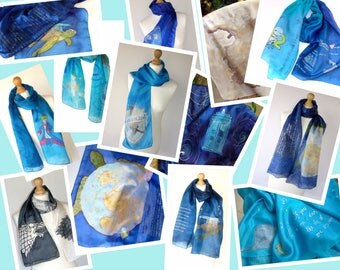 Lord of the Ring Hobbit Smaug dragon Real Silk Scarf literature fantasy Elegant gift Hand Painted 18 X 72 inch gift wraped