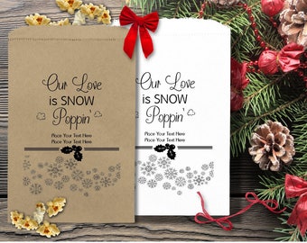 Custom Christmas Wedding Popcorn Bags - Holiday Wedding Favors - Popcorn Bags - Winter Wedding - Rustic - Love Poppin' WWPB73