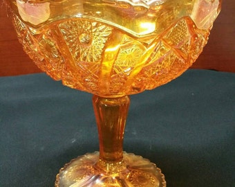 Vintage Imperial Glass Compote-footed, carnival glass