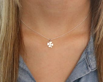 Good Luck Gifts, Four Leaf Clover Necklace Silver Good Luck Charms, Clover Leaf Jewelry, Luck Necklace Sterling Silver Clover Necklace NS019