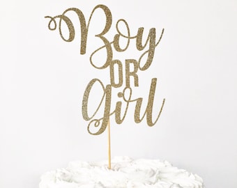 Boy or Girl Cake Topper / Gender Reveal Party Decor / Gender Reveal Cake Topper / Baby Reveal / Girl or Boy / Pink or Blue / Mommy To Be