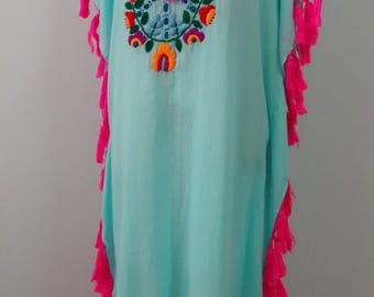 Hand Embroidered Tunic, Embroidered Dress, Embroidered Kaftan