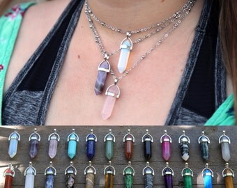 HEALING CRYSTAL NECKLACE: Crystal Choker Necklace, Healing Crystal Choker, Boho Crystal Choker, 90s Crystal Choker, Crystal Point Choker