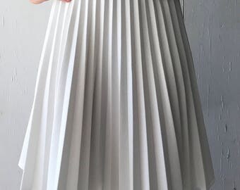 1960's Handmade White Pleated Skirt | Vintage White Skirt | 60s Pleated Skirt