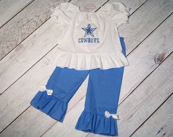 Dallas Cowboys Outfit / Shirt + Pants / Blue & White / Glitter / Dallas / Football / NFL/ Newborn / Infant / Baby / Girl / Toddler/ Boutique