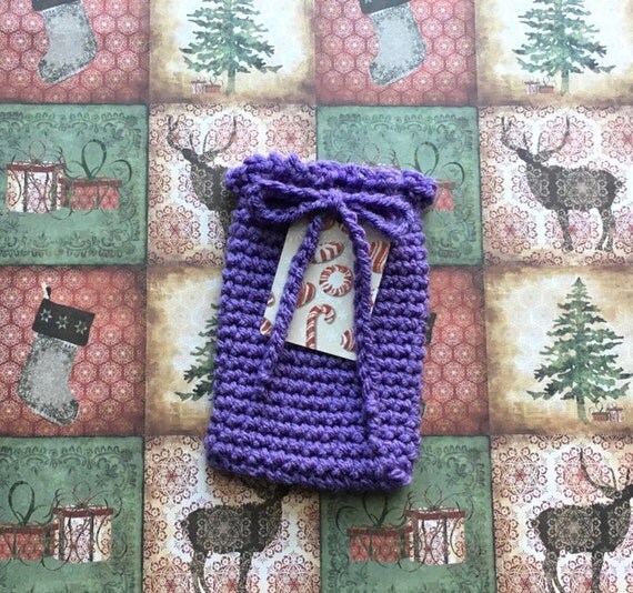 Crochet Gift Bag Gift Card Holder Treat Bag Lilac Handmade