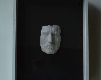 Male portrait sculpture (framed)