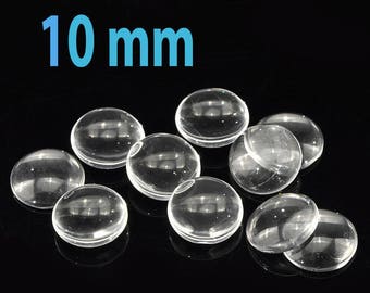 Set of 10 transparent cabochons 10mm