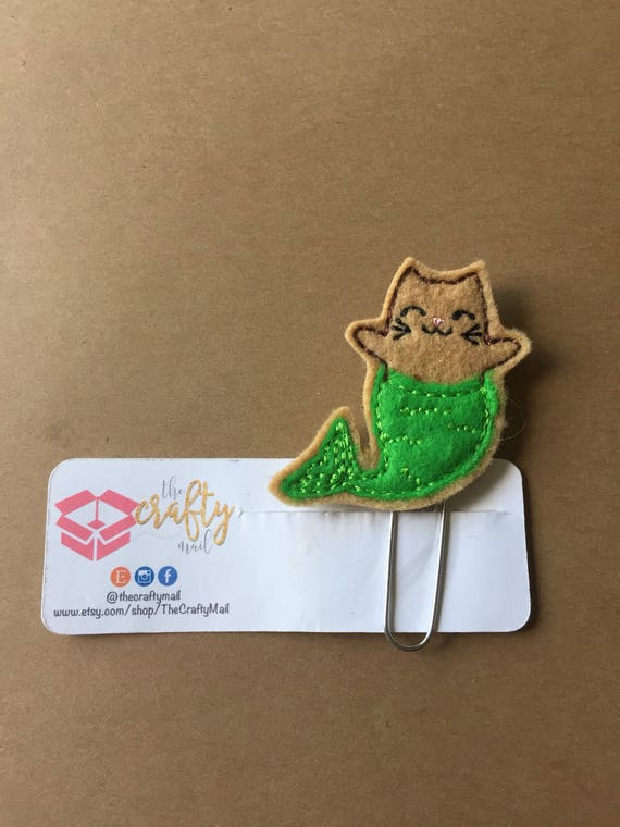 Cat Mermaid Clip/Planner Clip/Bookmark. Cat planner clip. Mermaid planner clip
