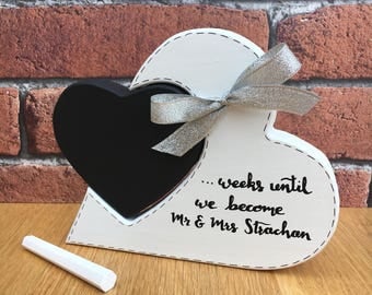 Wedding Countdown, Personalised and Freestanding, perfect gift for a newly engaged couple and engagement party present