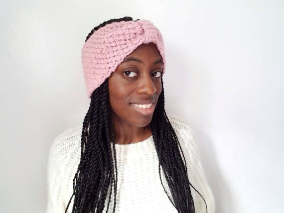 Pink Winter Ear Warmer - Womens Fall Headband - Best Gifts for Her - Best Friend Gifts - Knot Headband Adult - Valentines Gifts for Her