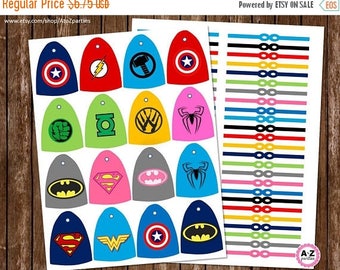 60% OFF SALE Download Superhero Capes for Lollipops, Cape and Mask included, Unlimited Printing, Heros Party, Multiple Characters, DIY, Prin