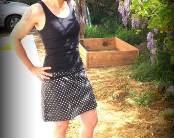 Black "Kiny" retro dress with white polka dots