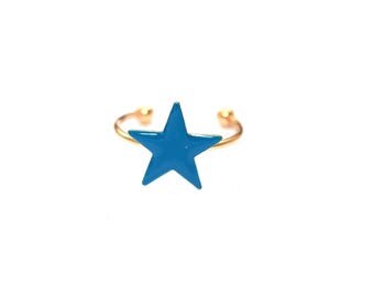 Gold plated Starmania Cobalt enamel ring