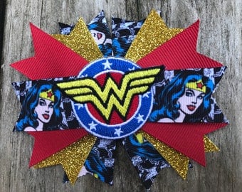 Wonder Woman hair bow - wonder woman hair clip - wonder woman cosplay - wonder woman dress up - wonder woman costume - wonder woman