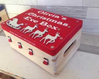 Christmas eve box, personalised box, decorated Christmas box, personalised wooden crate, Family fun xmas, CIJ 2017. Traditional christmas,