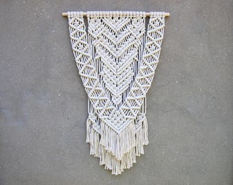 Modern macrame wall hanging large Boho decor Woven tapestry Bohemian wall decor Home accents Hippie living room Off-white home decor