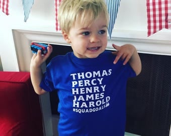 Thomas, Percy, Henry, James, Harold #SquadGoals Onesie or T-Shirt in Royal Blue - Thomas The Train - Thomas Shirt