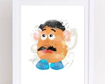70%OFF toy story watercolor, watercolor toy story, mr potato head, toy story poster, mr potato poster, mr potato print, nursery toy story, k