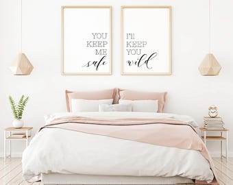 Interior Master Bedroom Art master bedroom art etsy you keep me safe ill wild printable sign set minimalist art