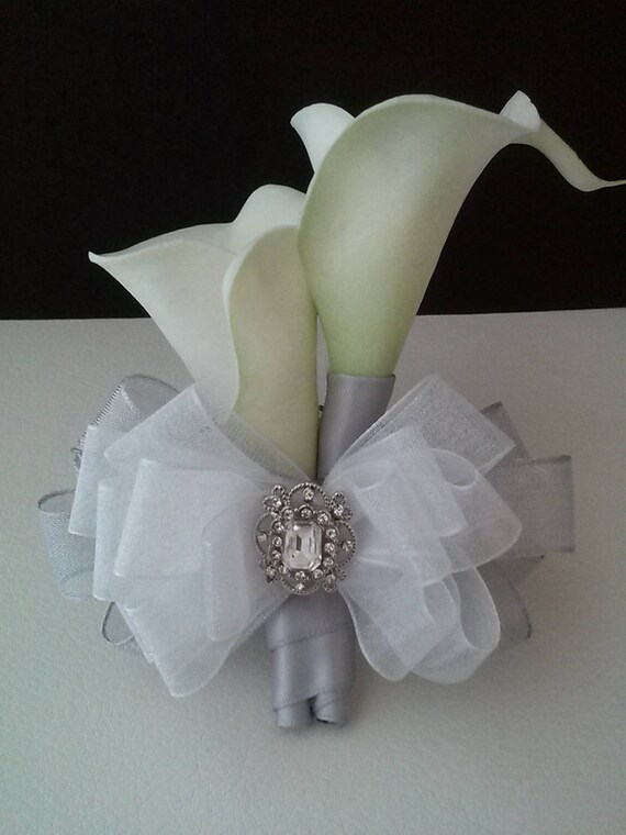 White and Silver Calla Lily Wrist CorsageCalla Lily