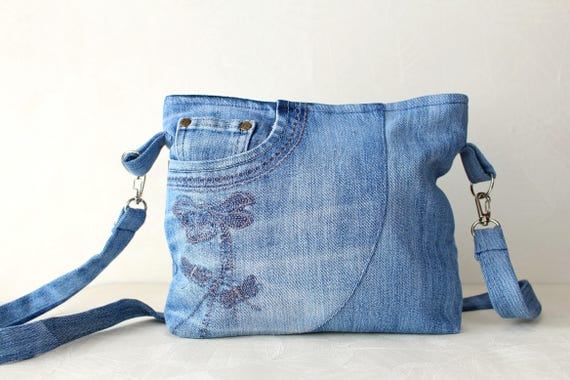 Shoulder straps bag Blue jean bag Crossbody bag Fabric bag