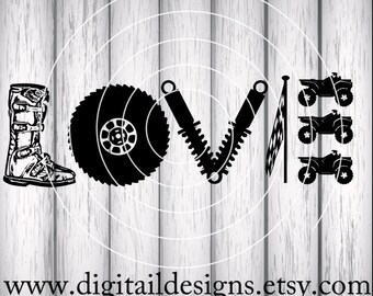 ATV Motocross SVG - png - fcm - eps - dxf - ai Cut File - Silhouette - Cricut - Motocross Cut file - Motorcross SVG - 4 Wheeler Love Cut