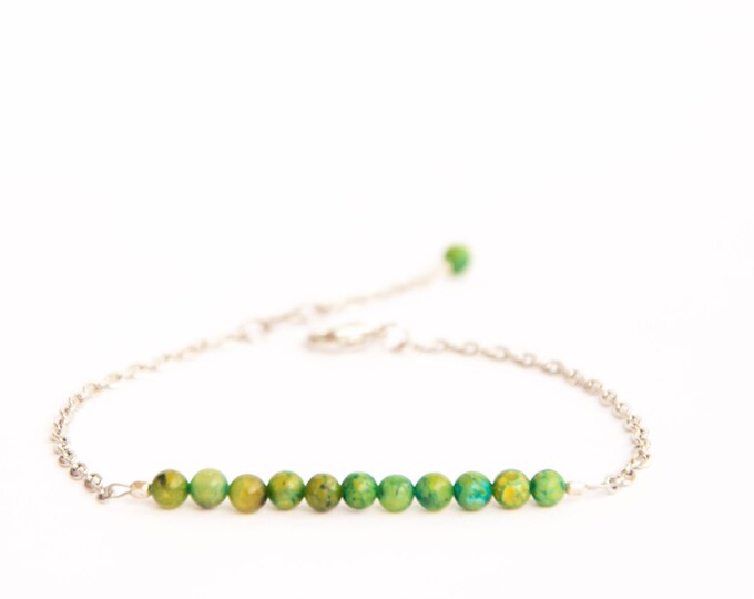 Chrysocolla jewelry, Green stone bracelet, 4mm bead bracelet, Chrysocolla bracelet