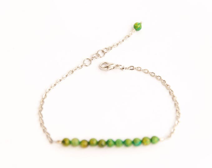 Chrysocolla jewelry, Green stone bracelet, 4mm bead bracelet, Chrysocolla bracelet